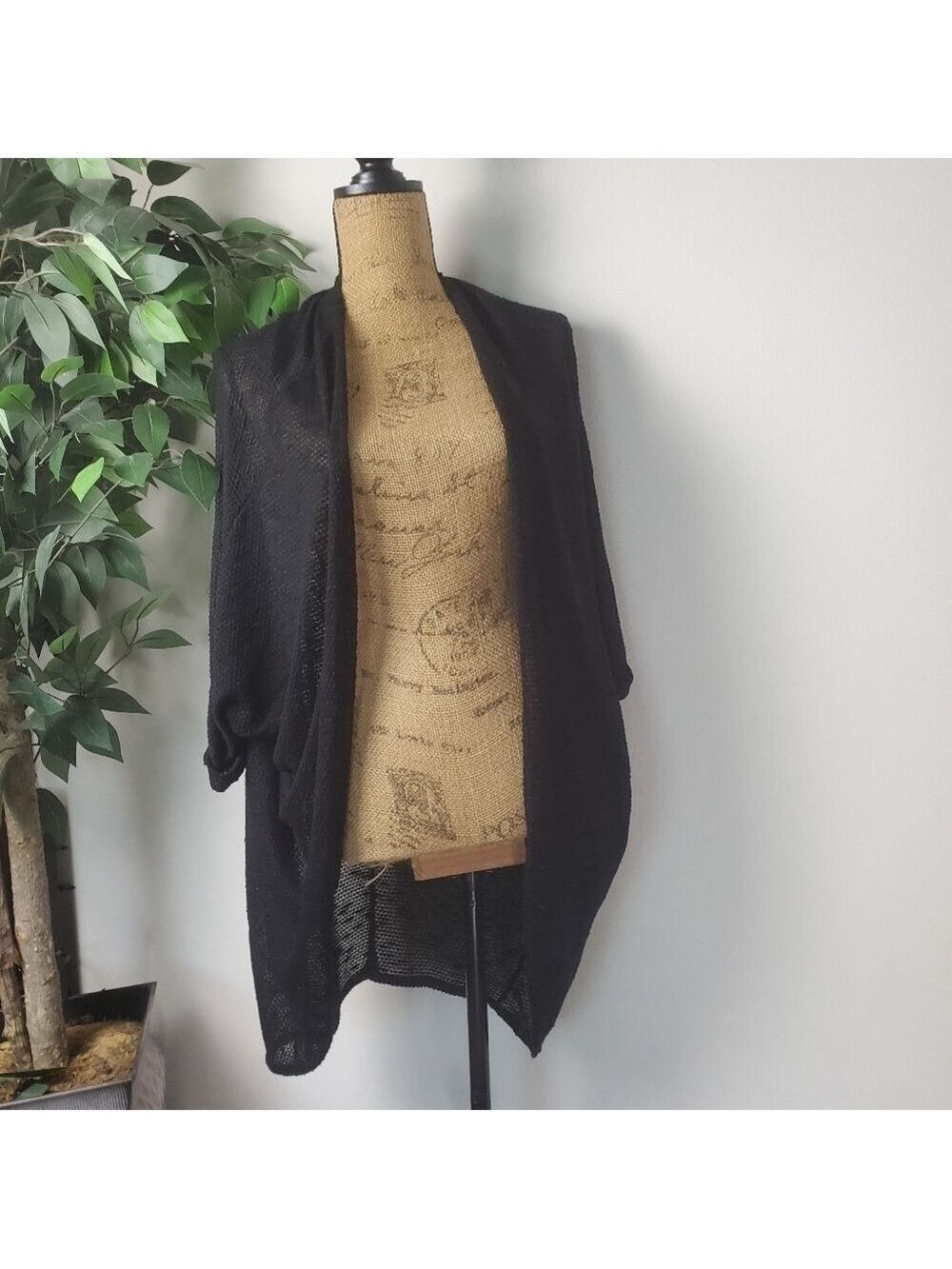Mudd Black Sheer Shrug Cardigan Sweater Open Front Medium